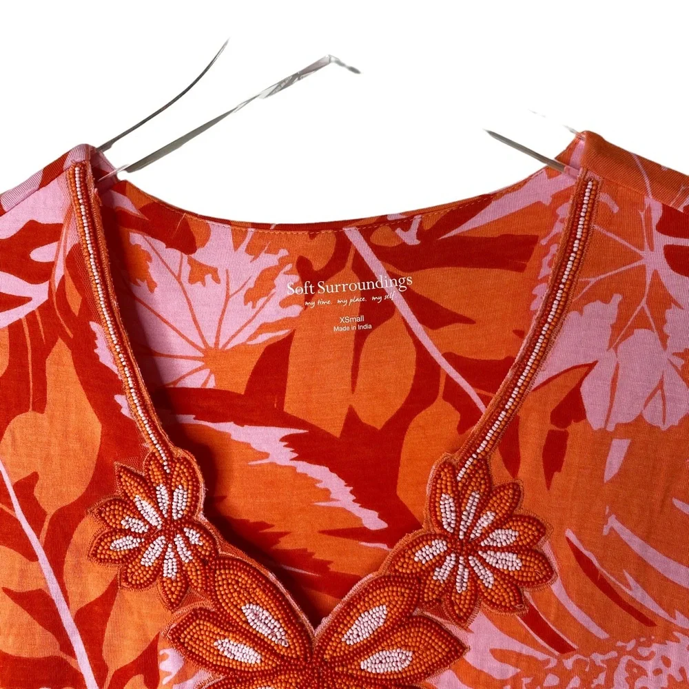 Soft Surroundings Del Rio Beaded Floral Tunic 3/4 Sleeves XS - Picture 9 of 12